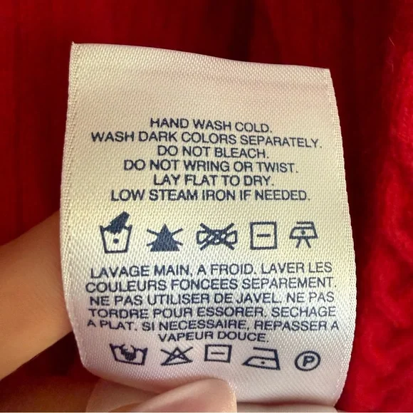 Lands End Red Cashmere Cable Knit Cardigan Size S Preppy Quiet Luxury Old Money - Picture 7 of 7